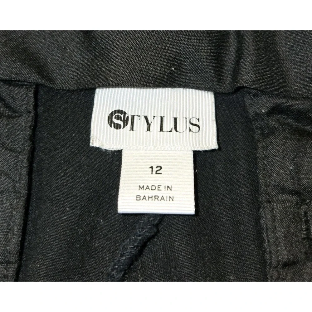 STYLUS Women's Black Dress Pants Cotton Blend Stretch Straight Leg Flat Front